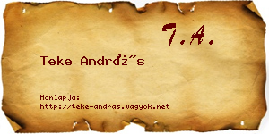 Teke András névjegykártya